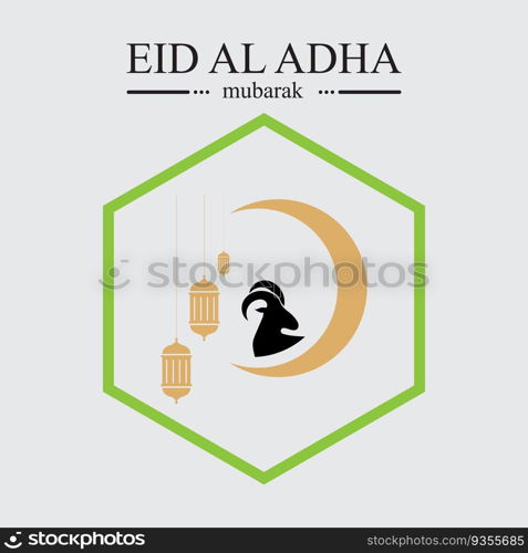 eid al adha logo and symbol vector illustration at grey background 