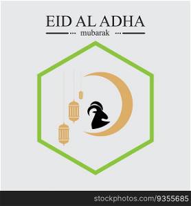 eid al adha logo and symbol vector illustration at grey background 
