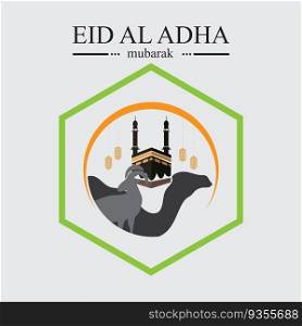 eid al adha logo and symbol vector illustration at grey background 
