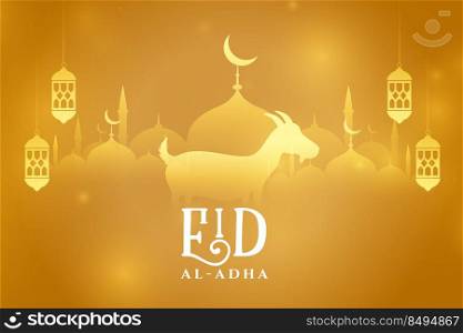 eid al adha mubarak golden greeting design