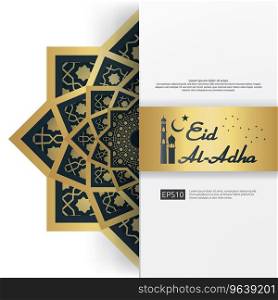 Eid al adha mubarak greeting design abstract gold Vector Image