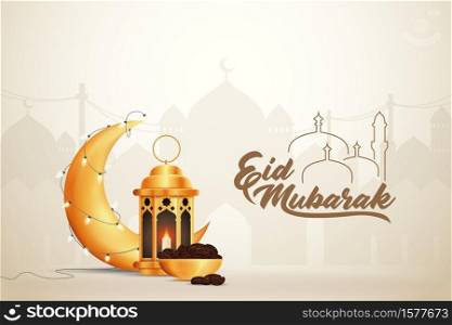 Eid-al-fitr Eid-al-adha Eid Mubarak Greetings Vector Illustration Background