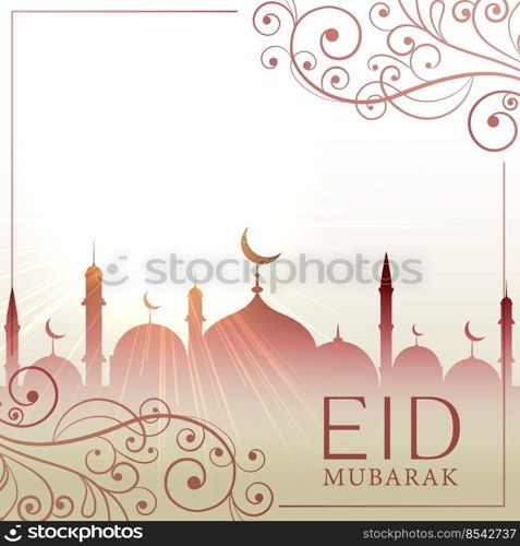 eid festival greeting card besutiful background with floral decoration