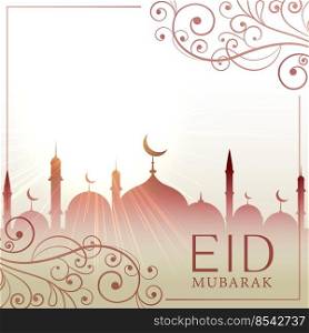 eid festival greeting card besutiful background with floral decoration