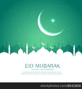eid greeting background with mosque silhouette in white