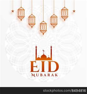 eid mubarak arabic islamic greeting card design in flat style
