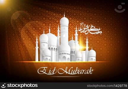 Eid Mubarak background with mosque. vector