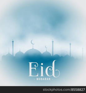 eid mubarak beautiful festival card in blue color