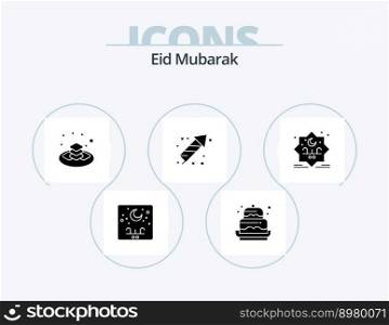 Eid Mubarak Glyph Icon Pack 5 Icon Design. eid. fireworks. decoration. firecracker. gift