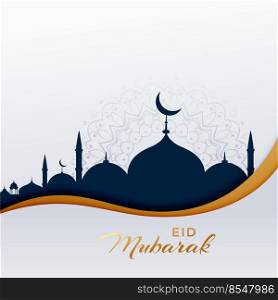 eid mubarak islamic greeting with mosque