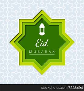 Eid mubarak square card. Vector papercut card design. Vector illustration