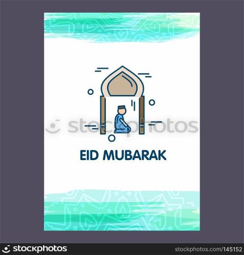 Eid Mubarak Vector Background. Greeting Card calligraphy of happy eid mubarak, Beautiful Muslim Event Background Design. For web design and application interface, also useful for infographics. Vector illustration.