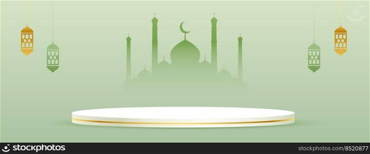 eid ramadan kareem banner with podium platform for product display