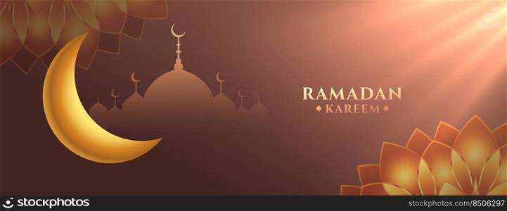 eid ramadan kareem festival banner with heavenly rays