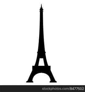 Eiffel tower black on a white background. Eiffel tower sign. flat style.