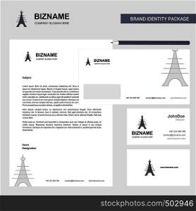 Eiffel tower Business Letterhead, Envelope and visiting Card Design vector template
