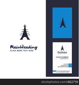 Eiffel tower Creative Logo and business card. vertical Design Vector