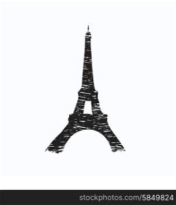 Eiffel Tower drawn in a simple sketch style