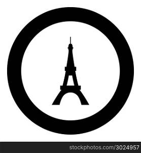 Eiffel Tower icon black color in circle. Eiffel Tower icon black color in circle vector illustration isolated