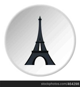 Eiffel tower icon in flat circle isolated vector illustration for web. Eiffel tower icon circle