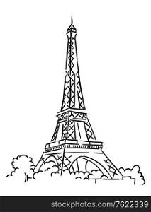 Eiffel tower in Paris, France. Sketch vector illustration