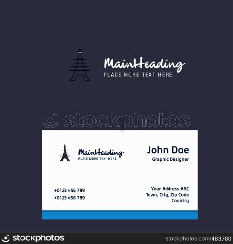 Eiffel tower logo Design with business card template. Elegant corporate identity. - Vector