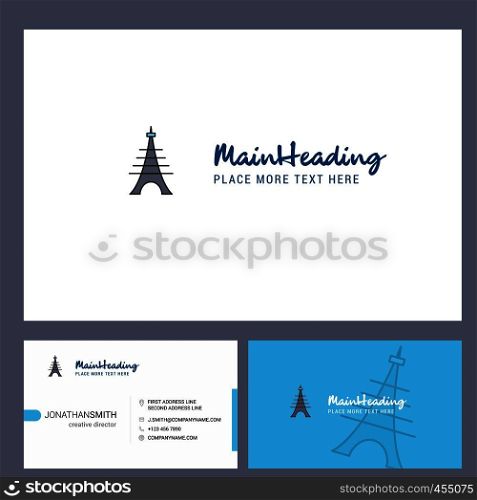 Eiffel tower Logo design with Tagline & Front and Back Busienss Card Template. Vector Creative Design