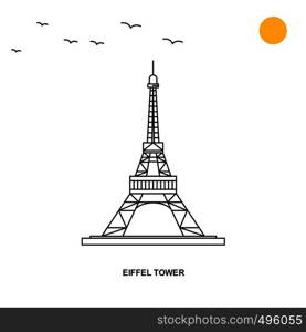 EIFFEL TOWER Monument. World Travel Natural illustration Background in Line Style