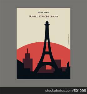 Eiffel Tower Paris, France Vintage Style Landmark Poster Template