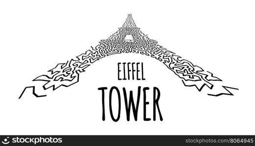 Eiffel Tower vector. Eiffel Tower in hand-drawn doodle style on white