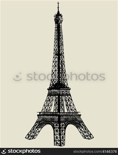 Eiffel tower. Vector sketch illustration for design use.