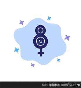 Eight, 8, Symbol, Female Blue Icon on Abstract Cloud Background