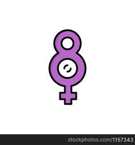 Eight, 8, Symbol, Female Flat Color Icon. Vector icon banner Template
