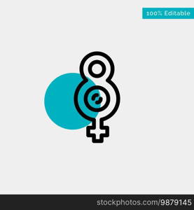 Eight, 8, Symbol, Female turquoise highlight circle point Vector icon