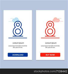 Eight, 8th, 8, Blue and Red Download and Buy Now web Widget Card Template