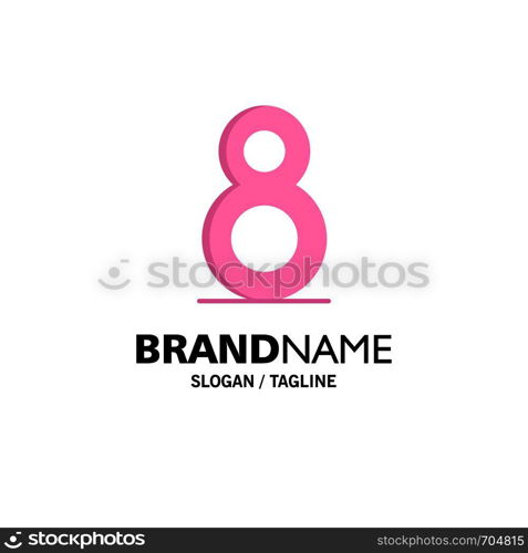 Eight, 8th, 8, Business Logo Template. Flat Color