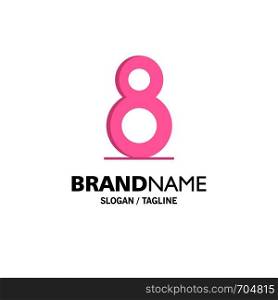 Eight, 8th, 8, Business Logo Template. Flat Color