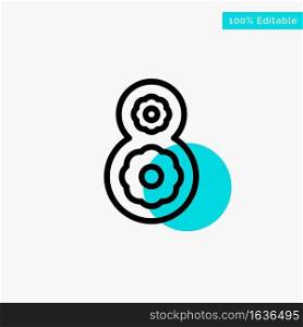 Eight, 8th, 8, Flower turquoise highlight circle point Vector icon