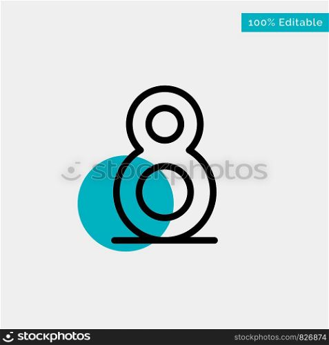 Eight, 8th, 8, turquoise highlight circle point Vector icon