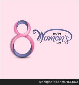 Eight Icon with Pink Happy International Women&rsquo;s Day Design Elements.International Women&rsquo;s day symbol.Vector illustration.Design for international women&rsquo;s day