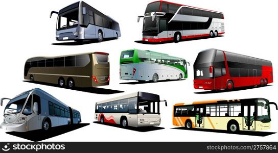Eight kinds of buses. Vector illustration