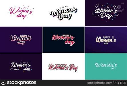Eight March typographic design set with a Happy Women&rsquo;s Day theme