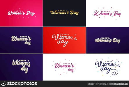 Eight March typographic design set with a Happy Women’s Day theme