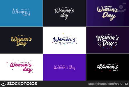 Eight March typographic design set with a Happy Women’s Day theme