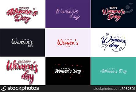 Eight March typographic design set with a Happy Women’s Day theme