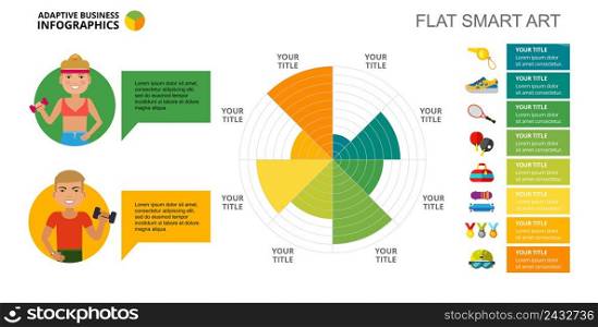 Eight sectors pie chart. Business data. Athlete, diagram, design. Creative concept for infographic, templates, presentation. Can be used for topics like health, athletics, sport.