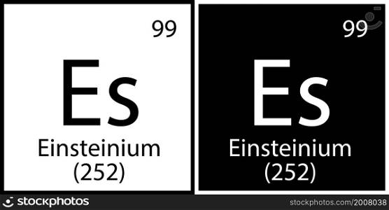 Einsteinium symbol. Periodic table. Chemical element. Black white square. Atomic number. Vector illustration. Stock image. EPS 10.. Einsteinium symbol. Periodic table. Chemical element. Black white square. Atomic number. Vector illustration. Stock image.