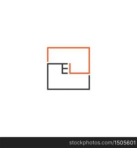 EL logo letters design concept in black and orange colors