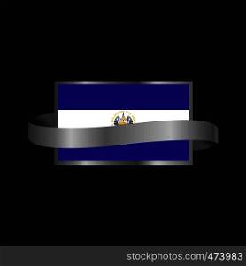 El Salvador flag Ribbon banner design