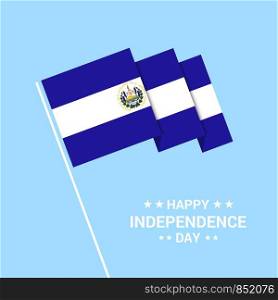 El Salvador Independence day typographic design with flag vector